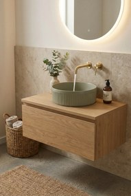 Oliwkowa okrągła umywalka na blat N7-T02