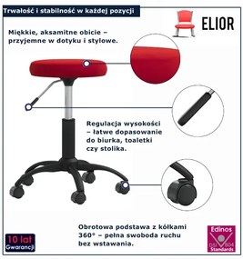 Obrotowy taboret na kółkach winna czerwień K9-W28