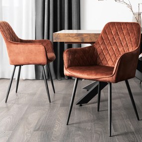 Krzesło Tapicerowane do Jadalni BRESSO Rude Welurowe Nowoczesne Loft