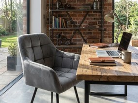 Szare krzesło jadalniane MARLEN VELVET z czarnymi nogami