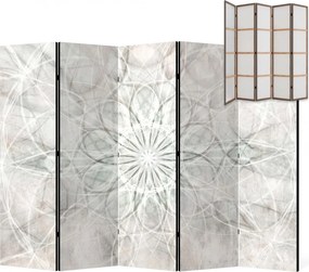 Parawan pokojowy 5-częściowy 225x172 Jednostronny dekoracyjny minimalistyczny zen Szary Szara Geometryczna Rozeta