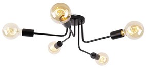 Designerska lampa sufitowa czarna 5-świateł - Facile