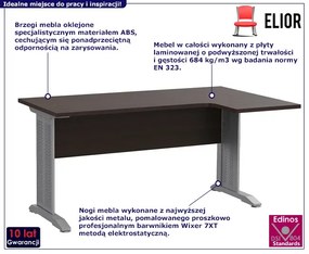 Prawostronne narożne biurko z metalowymi nogami wenge Piloss 4X