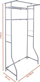 Metalowy regał łazienkowy nad pralką FIXANO 170x60-90 cm, szary