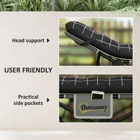 Outsunny Składane łóżko campingowe, z materacem, ergonomiczne, metalowy stelaż, Czarne