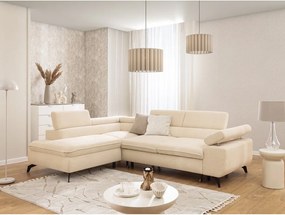 Kremowy narożnik z tkaniny szenilowej (lewostronny/w kształcie litery L) Marbeya – Ropez