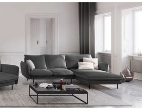 Ciemnoszara sofa narożna Cosmopolitan Design Vienna, prawostronna