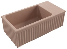 Umywalka betonowa ryflowana nablatowa / wisząca prostokątna 60 x 30 cm WELLE | różne kolory : Kolor - Różowy, Typ montażu - nablatowa