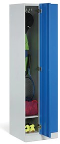 Szafka ubraniowa S1 wąska, 2-drzwiowa, 1850 x 500 x 500 mm, demontaż, zamek cylindryczny, drzwi niebieskie