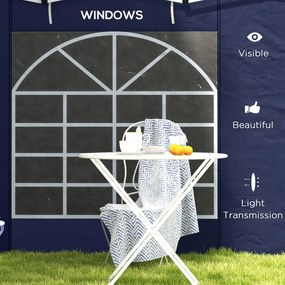 Outsunny Zasłony Pawilonu, 2 Sztuki, Do Pawilonów Ogrodowych 3x6m lub 3x3m, Z Oknami i Drzwiami, Niebieski