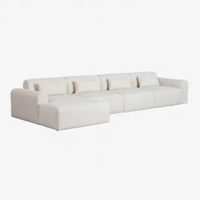 Czteroczęściowa Sofa Modułowa Z Lewą Szezlongą W Tkaninie Bouclé Borjan Chenille Biały - Sklum