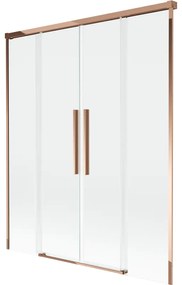 Mexen Rox parawan nawannowy 2-skrzydłowy rozsuwany 160 x 150 cm, transparent, różowe złoto - 8C9-160-002-60-00