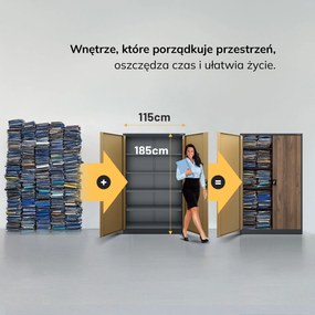 Szafa biurowa metalowa na dokumenty JAN II, Eco Design: antracyt/orzech