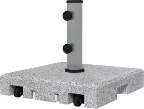 Outsunny Podstawa pod Parasol z Granitu, 28 kg, Koła, dla Masztów 32/38/48mm, Szary