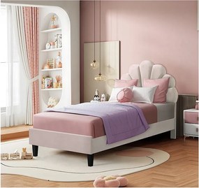 Łóżko w kształcie muszli z aksamitu "Manon" - 90 x 190 cm - Beżowy - Dla Dzieci