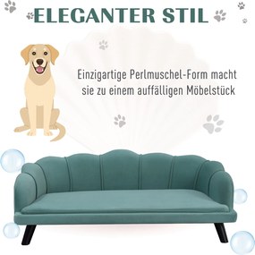 PawHut Sofa dla psa z oparciem sofa dla zwierząt domowych legowisko dla psa z miękkim obiciem sofa dla kota kolor zielony