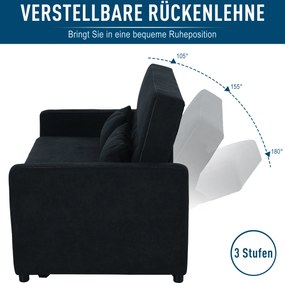 HOMCOM Sofa rozkładana 2 osobowa szezlong z tkaniny ciemnoszara do salonu nowoczesna | Aosom PL