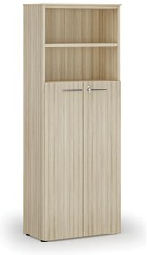 Szafa biurowa kombinowana PRIMA WOOD, drzwi na 4 poziomach, 800 x 420 x 2128 mm, dąb naturalny