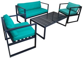 Zestaw mebli ogrodowych sofa + 2 fotele + stolik Oxford turkus