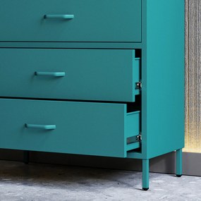Komoda szafka metalowa morska / turkusowa Modern CARLA, 800 x 1015 x 400 mm