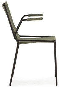 Zielone metalowe krzesła zestaw z podłokietnikami/sztaplowane 2 szt. Emily – Marckeric