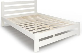 Białe sosnowe podwójne łóżko z zagłówkiem 140x200 L1-H99