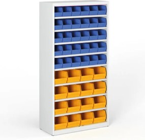 Regał z plastikowymi pojemnikami BASIC - 1800 x 400 x 920 mm, 30x B, 16x C