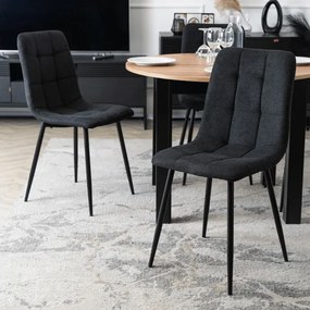 Krzesło Tapicerowane do Jadalni PERU 2 Czarne Loft