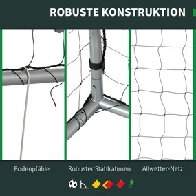SPORTNOW Bramka piłkarska odporna na warunki atmosferyczne, mocna siatka, stabilna metalowa rama, łatwy montaż, 300 x 200 x 120 cm