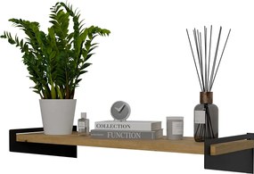 Ścienna półka na książki w stylu loft czarny + dąb artisan K3-K45