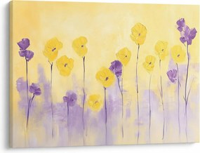 Obraz - Fioletowe i żółte kwiatuszki (70x50 cm)