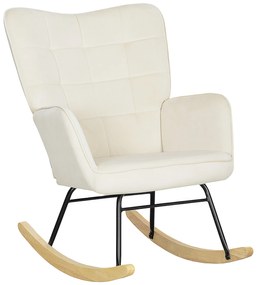 HOMCOM Fotel Bujany, Grube Wypełnienie, Szerokie Oparcie, Drewno Bukowe/Rama Stalowa, do 120 kg, Beżowy