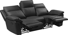 Kanapa 3-osobowa z funkcją relax ze skóry bawolej PAKITA - kolor czarny