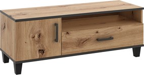 Szafka RTV stojąca CORTEZA 120 cm do Salonu z Szufladą - Dąb artisan