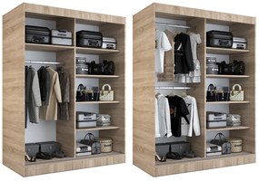 Szafa przesuwna MODUO COMFORT 150 dąb sonoma/antracyt z dwoma lustrami MKPOL
