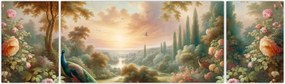 Obraz - Pawie w ogrodzie (170x50 cm)