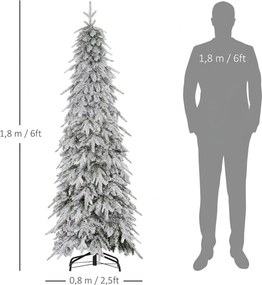 HOMCOM Choinka sztuczna 180 cm wyglądająca jak żywa, z 600 gęstymi gałęziami, sztuczny śnieg, samorozkładana | Aosom PL
