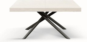 Drewniany stół, biały jesion, antracytowa podstawa, wym.140x90-220x90cm - CARRARA