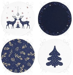 Poduszki na krzesła ze świątecznym motywem zestaw 4 szt. ø 40 cm Blue Christmas – Mila Home