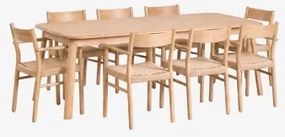 Zestaw Stołu Rozkładanego 220-320x95 Cm Treveris I 8 Krzeseł Jadalnianych Z Drewna Dębowego I Plecionej Liny Mara Roble - Sklum