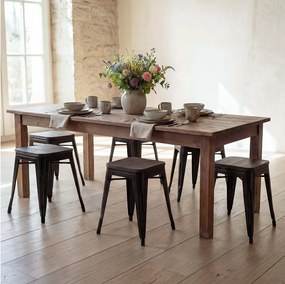 Taboret MCW-A73 (zestaw 6 sztuk) Drewniane siedzisko, czarne