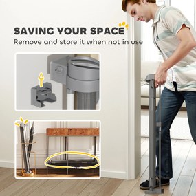 PawHut Rozsuwana bramka ochronna na schody 0-136cm Wysokość 87 cm Bramka dla zwierząt domowych 142 x 10 x 87 cm Szara