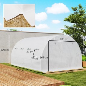 Outsunny Zapasowe pokrycie szklarni, odporne na warunki atmosferyczne, 400 cm x 300 cm x 200 cm, Przezroczyste, Biały | Aosom PL
