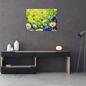 Obraz kwitnącej łąki, obraz olejny (70x50 cm)