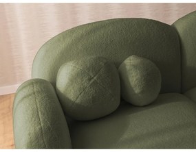 Zielony narożnik z materiału bouclé (lewostronny/z szezlongiem) Orbit – Ropez