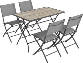 Outsunny Zestaw Mebli Ogrodowych Składany 5-częściowy Stół z 4 Oddychającymi Krzesłami w Stylu Drewna, Kompaktowy | Aosom PL