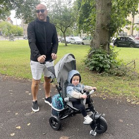 Trójkołowiec HOMCOM dla Dzieci, Rower dziecięcy, Kosz, Uchwyt na Kubek, Sonnendach, Metal, Szary