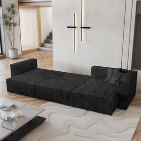 Masseno Narożnik TOLMO z funkcją spania i pojemnikiem na pościel Narozniki L, Rozkładana sofa - Czarny, POSO 135