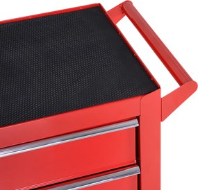 DURHAND Szafka na kółkach, Szafka narzędziowa do garażu, schowka, Stal, 69Dł x 33Szer x 75Wys cm, Czerwony