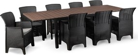 Zestaw mebli ogrodowych dla 8 osób Castello 76 z rozkładanym stołem 160-260 cm, orzech/czarny
